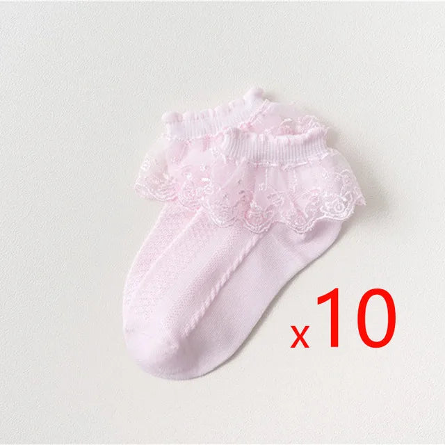 10 Pairs/lot Baby Girls Kids Lace Ruffle Socks
