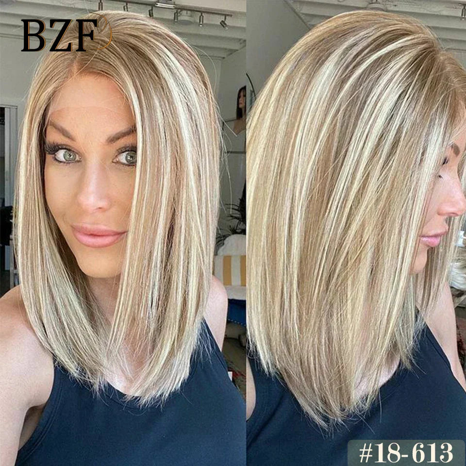 13x3 Blonde Highlight Synthetic Lace Front Bob Wigs