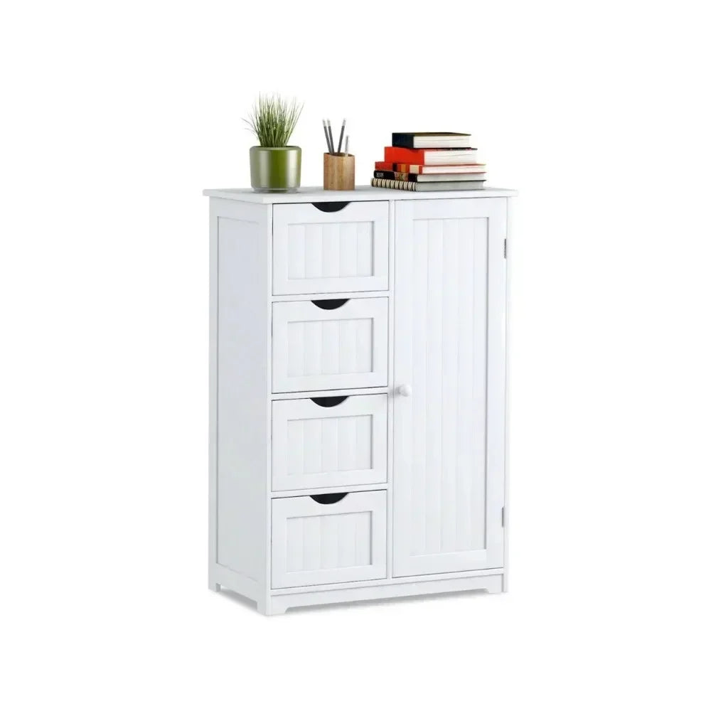 Open Cabinets Wooden 4 Drawer Bathroom Cabinet Storage