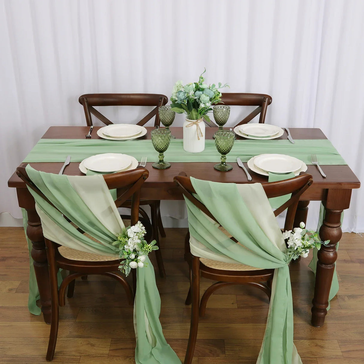 40PCS Chiffon Chair Sashes Wedding Chair Decoration 16x275cm
