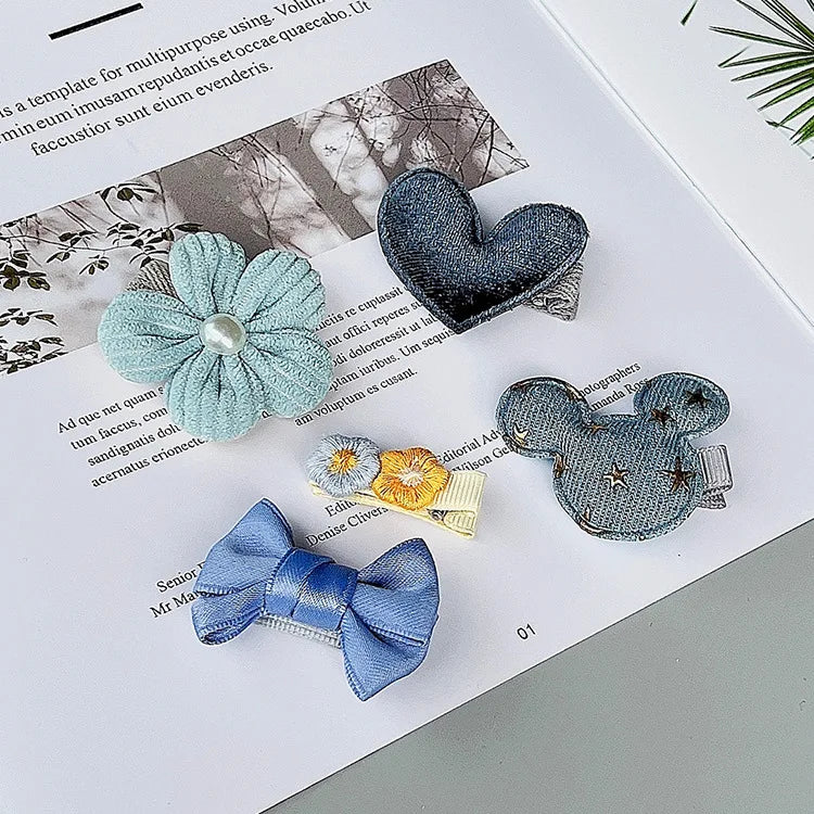 New cute bear girls hair bows 5pcs children