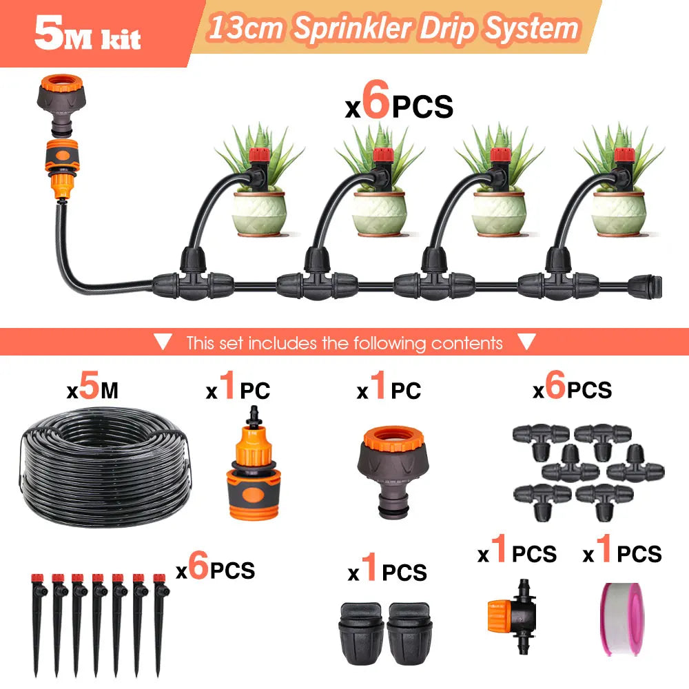 50-5M Garden Drip Irrigation System with Pump & Sprinklers