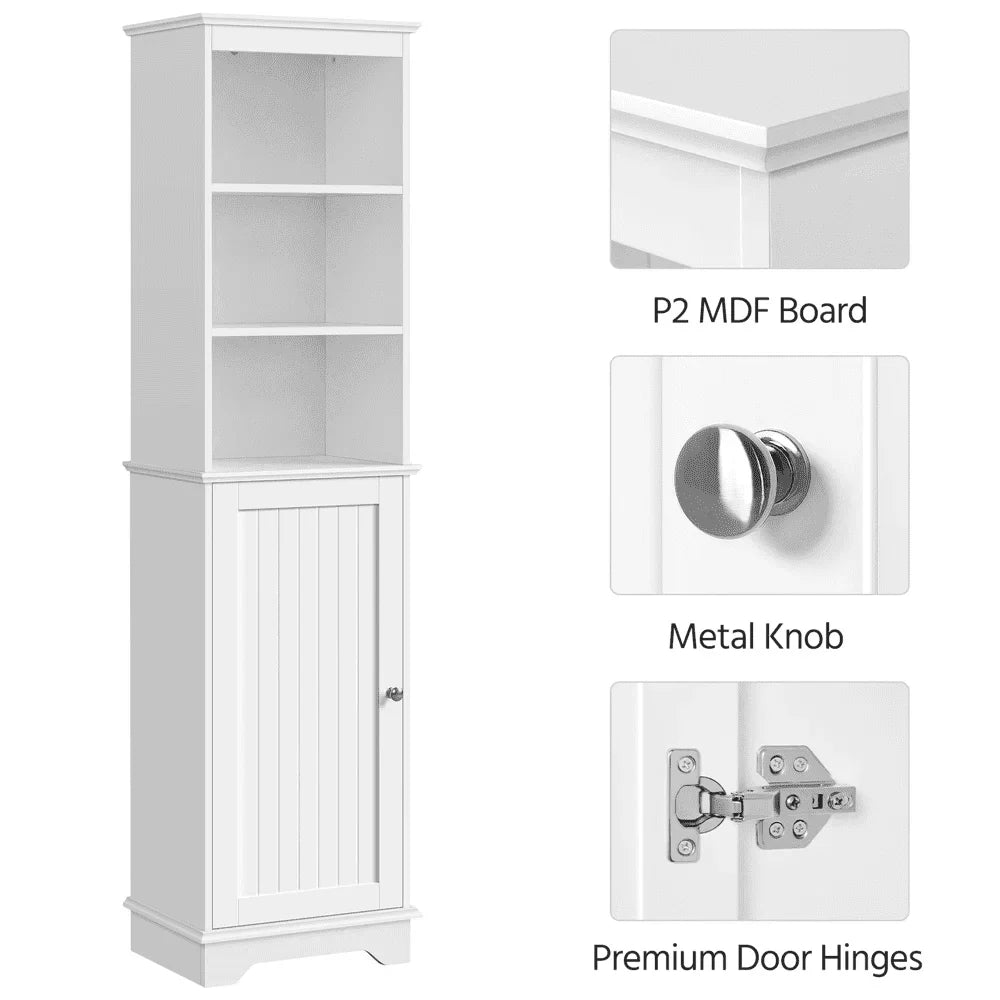 SMILE MART Wooden Slim Bathroom Floor Cabinet
