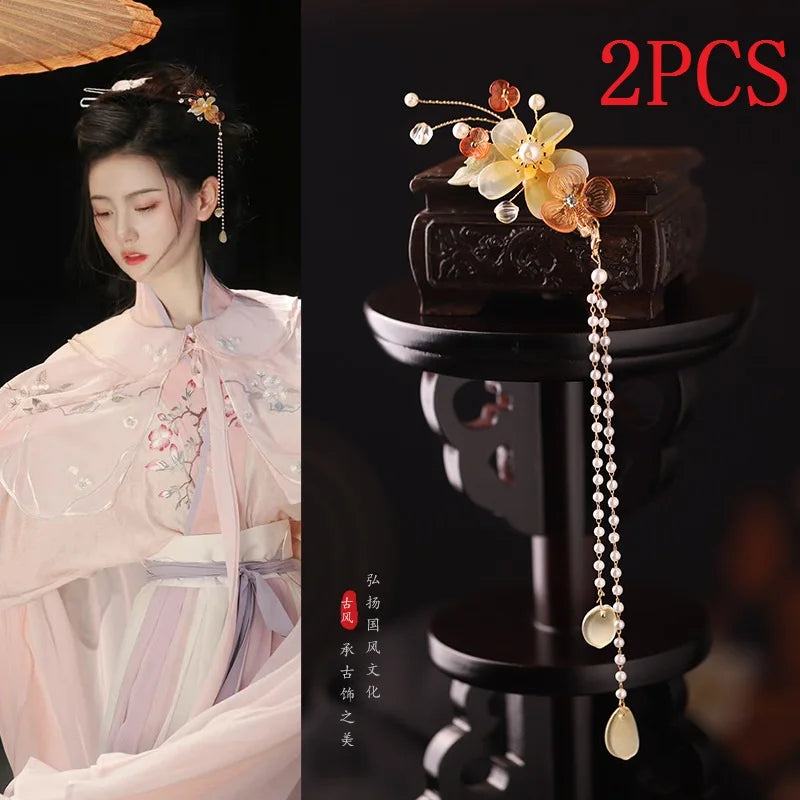 Chinese Hair Clips Girls Hanfu Hair Accessories Green