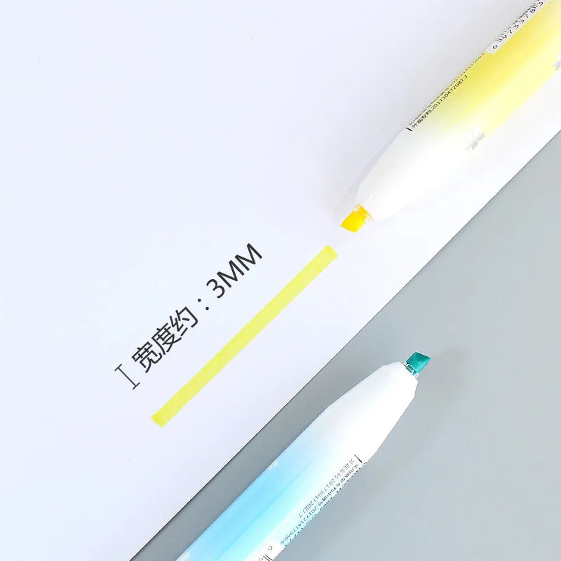 6Pcs/set Kawaii Retractable Highlighters Macaron Pastel Highlighter Pen