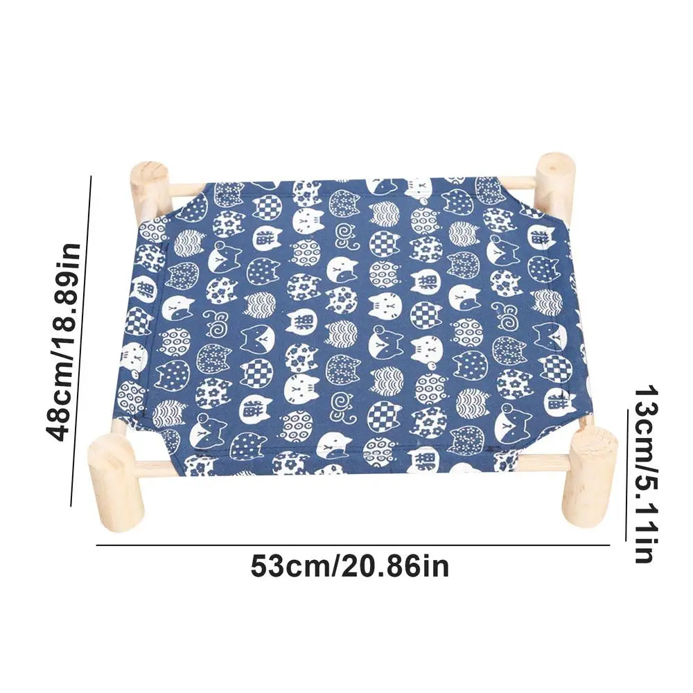 Elevated Pet Bed Cooling Detachable Wooden Raised Dog