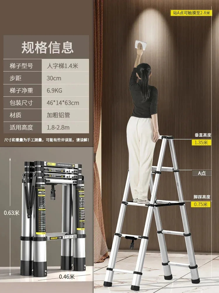 Home Kitchen Telescopic Ladder Aluminum Alloy Step Stools