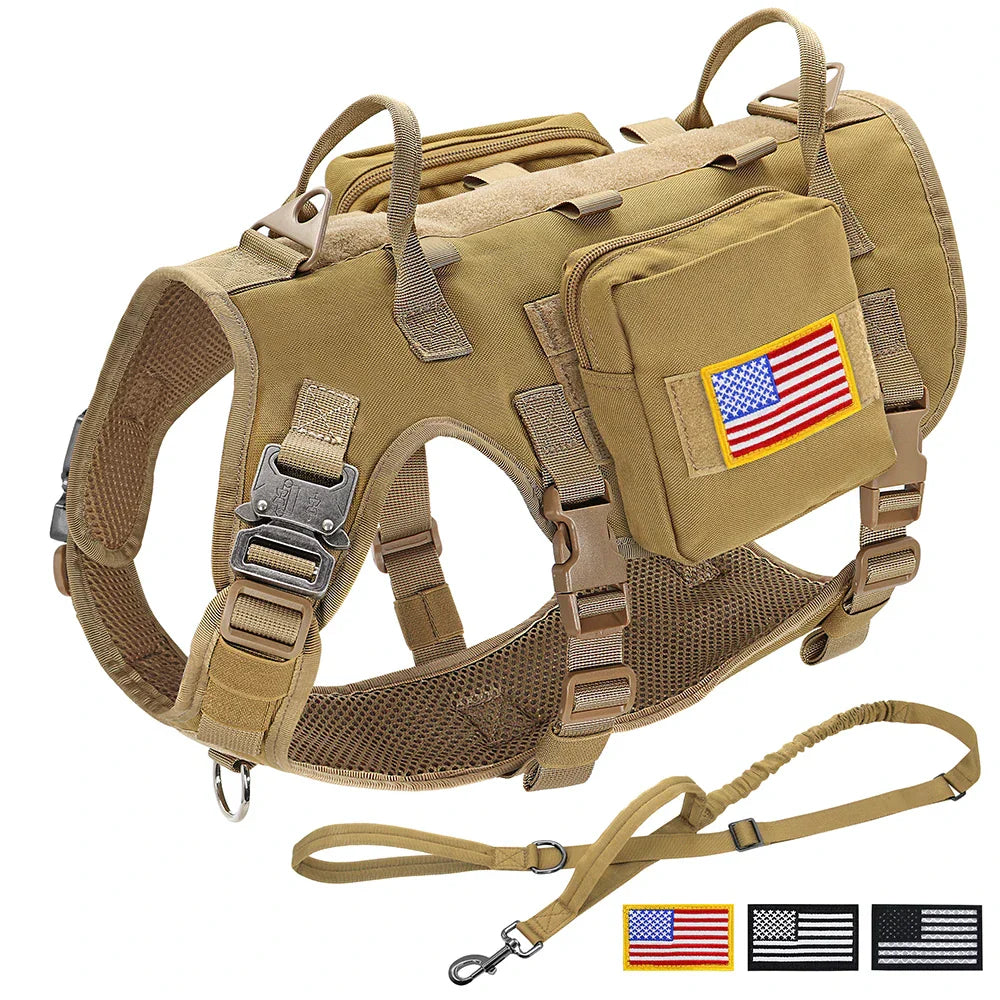Tactical Military Dog Harness Collar Leash Set Durable