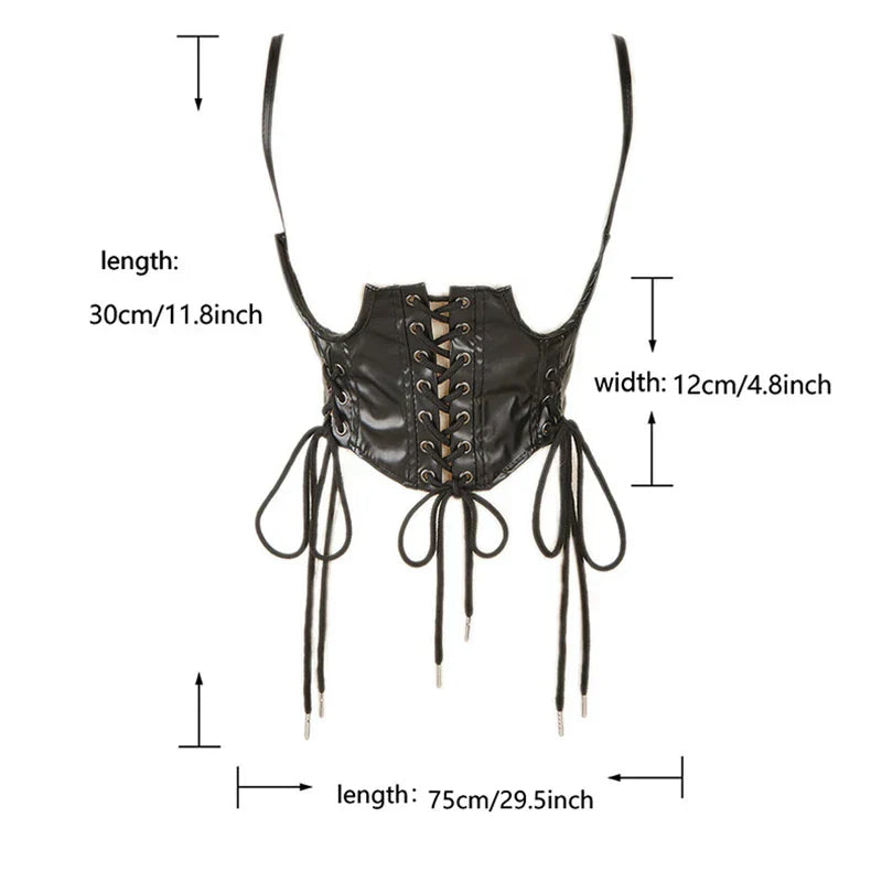 Punk Wide Waist Belt PU Leather Corset for
