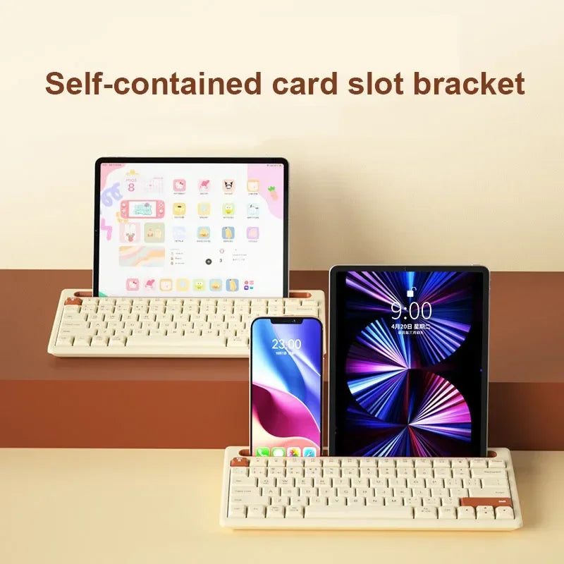 Wireless Bluetooth Keyboard 87 Keys Three-mode Silent Mini