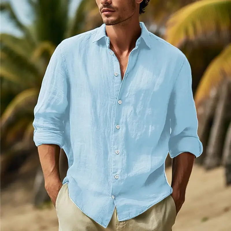Men's Cotton Linen Business Casual Shirts And Blouses