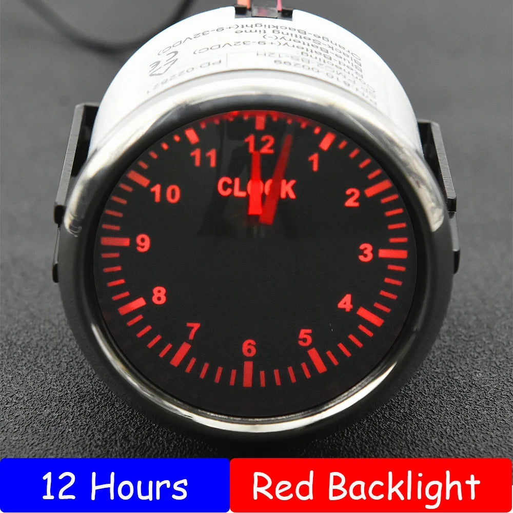 2" 52mm HourMeters Clock Gauges with Red Backlight for Car, Boat, Yacht, RV (9-32V)