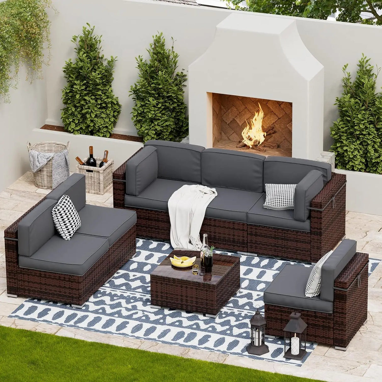 Patio Furniture Sets, Modular Rattan Outdoor Patio Sectional