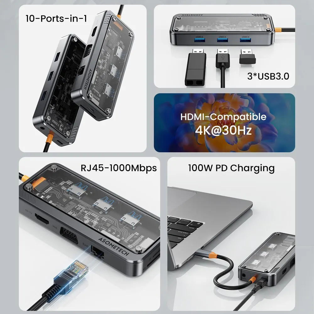 4K 5GB USB C Hub Dock Station Type