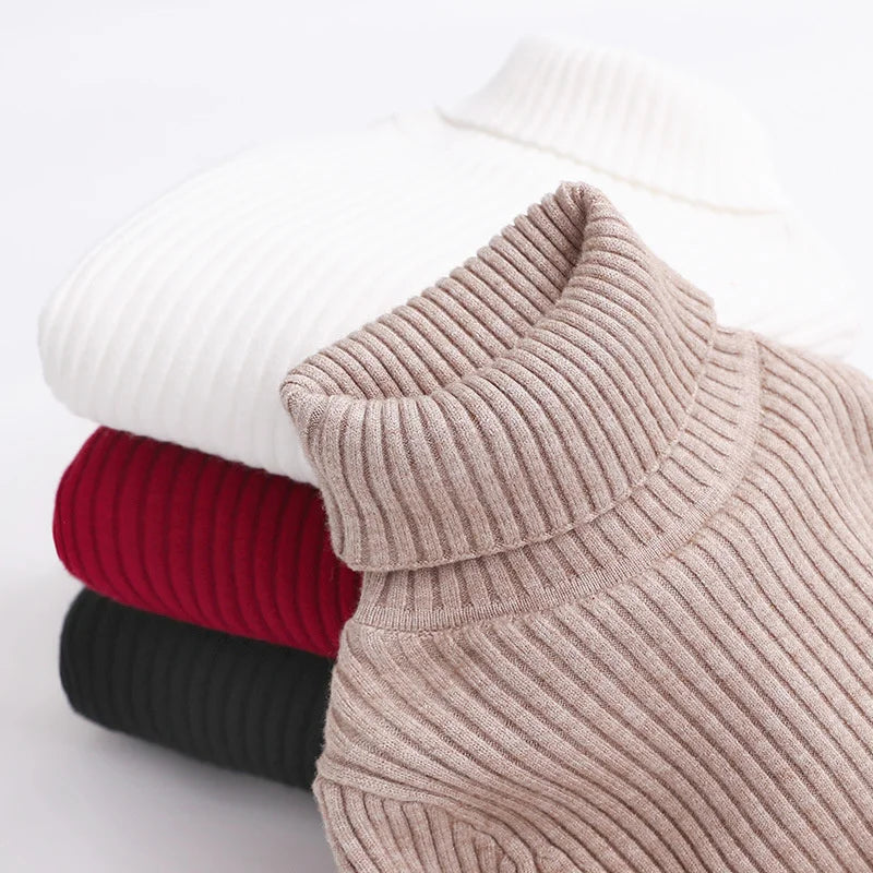 Children Padded Sweater Autumn Winter Kids Turtleneck Knitwear