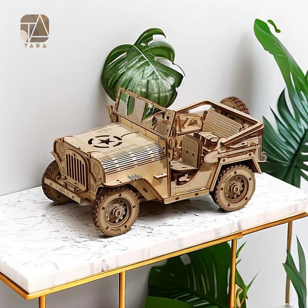 Tada 3D Wooden Puzzle Toys Movable Jeep Assembly