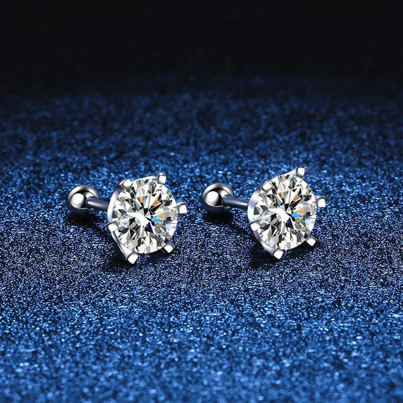EWYA 0.5-2ct Moissanite Screw Stud Earrings D Color