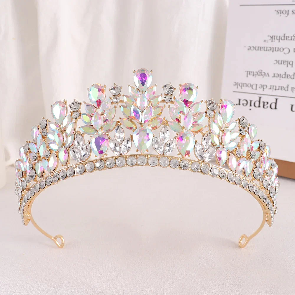 Baroque Green Opal Wedding Headband Crystal Bridal Crowns