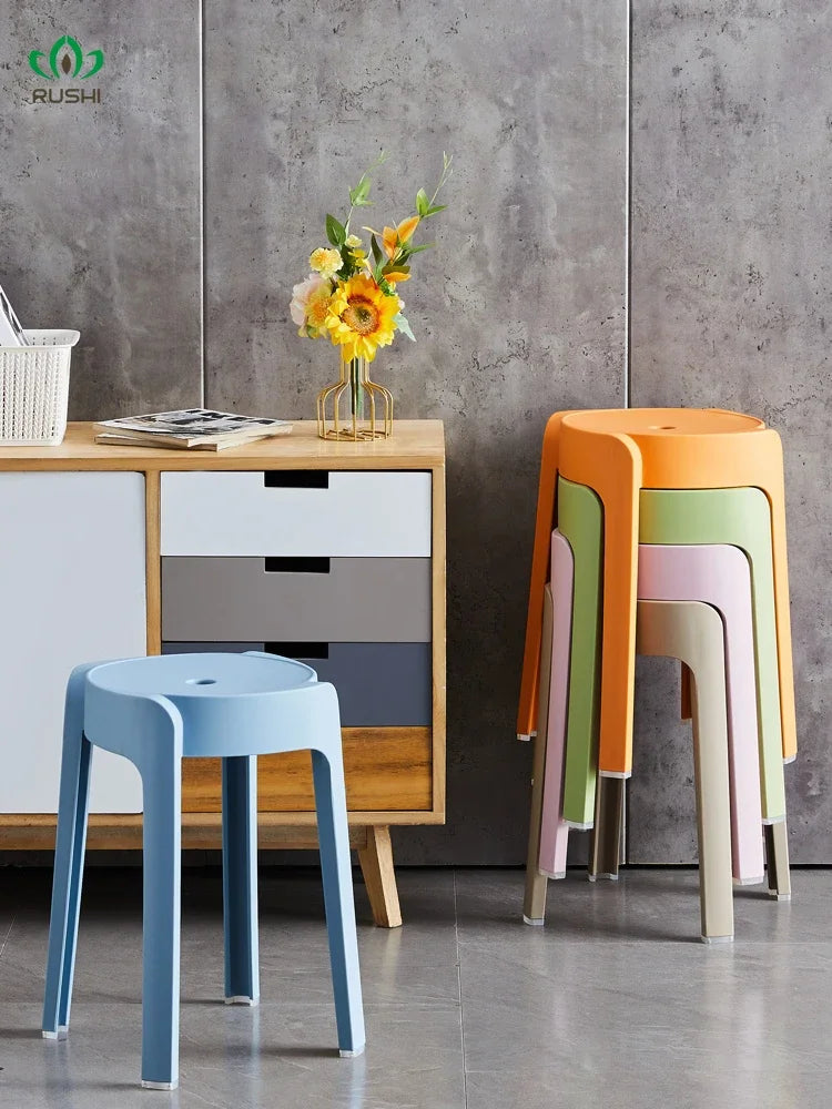 Plastic Stool Thickened Household Stackable Dining Table Bench