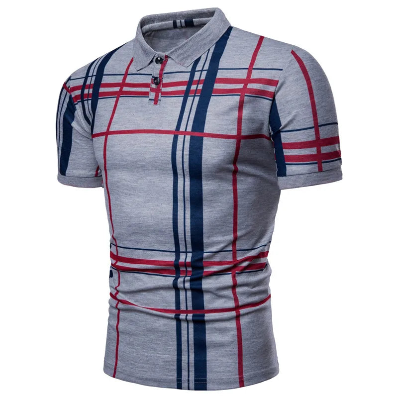 Mens Luxury Clothing Plaid Polo Shirt Golf Tops
