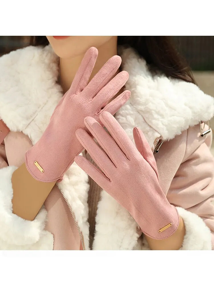 New Winter Padded Warm Gloves Cute Solid Color