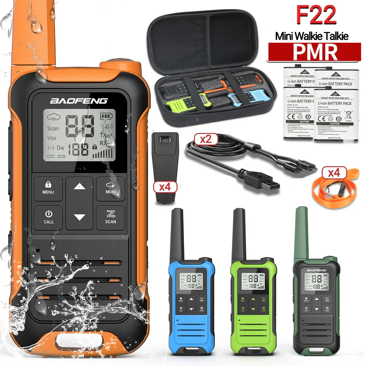 4PCS Baofeng F22 PMR446 /FRS Walkie Talkie Portable