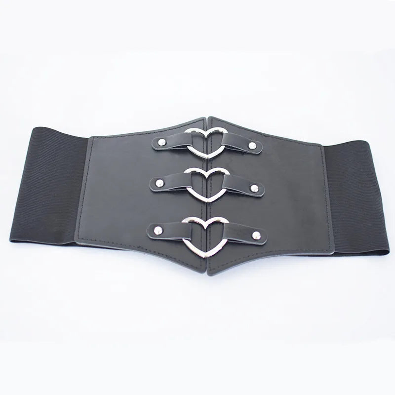 Fashion Gothic Elastic Belts for Woman Sexy Black