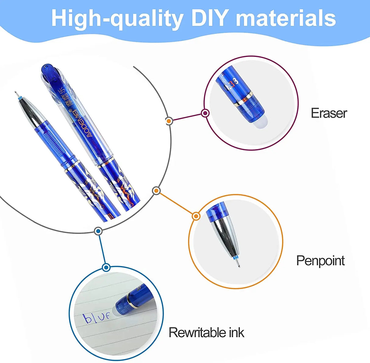 85Pcs/Set Erasable Pen Gel Pens 0.5mm Blue/Black ink