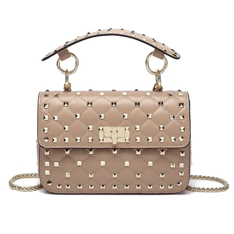 2024 New Fashion Women Sheepskin Leather Rivet Handbags