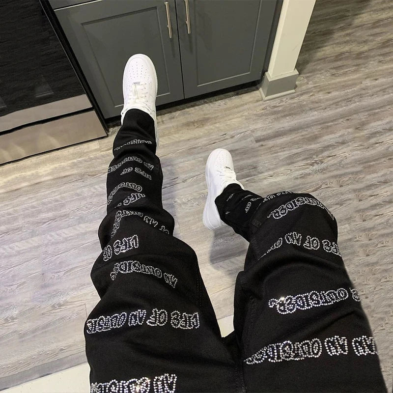 New Man Stretchy Jeans Black Skinny Hot Drill