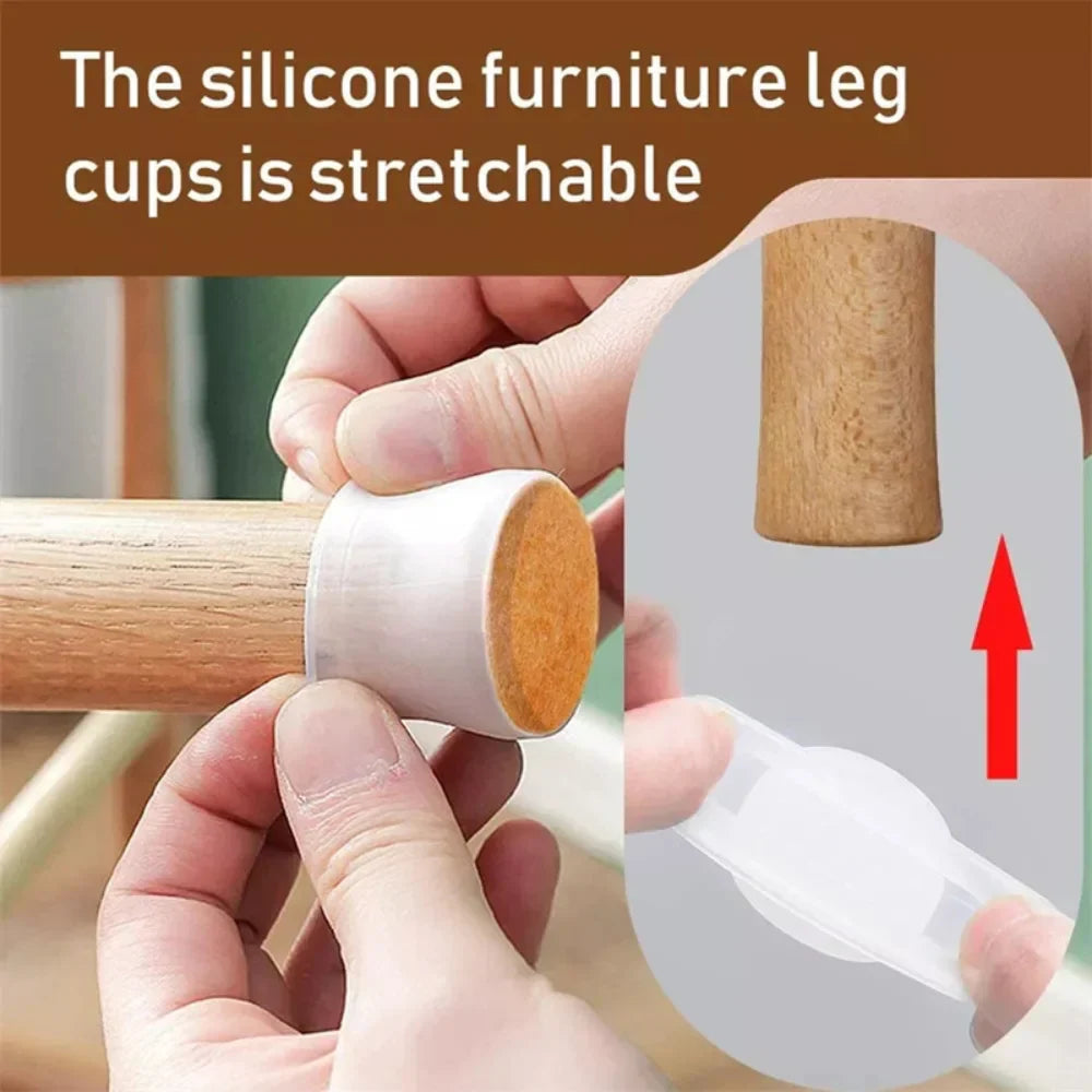 8/16pcs Silicone Table Chair Leg Caps With Felt