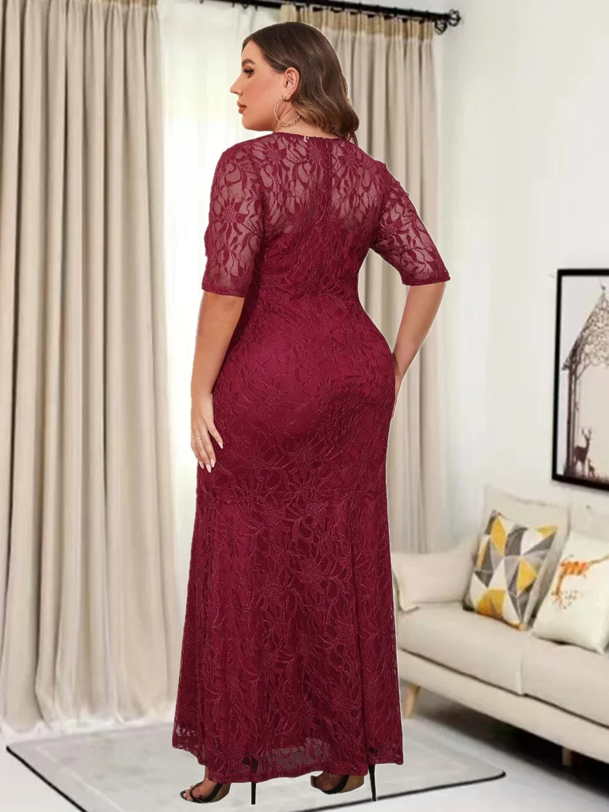 Plus Size Elegant Party Evening Formal Lace Dresses