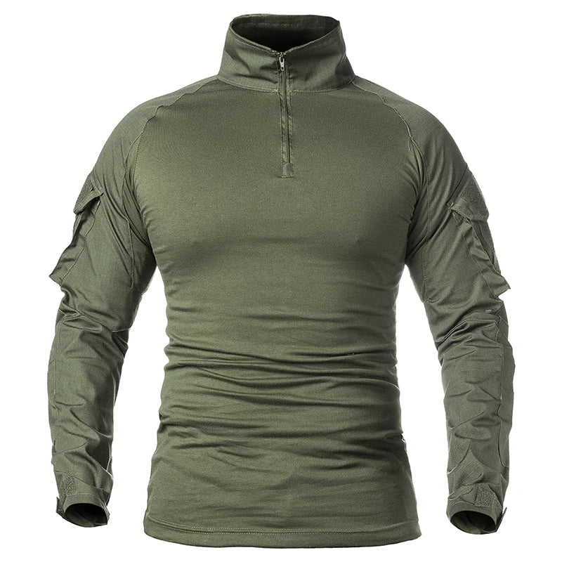 Men's Long Sleeve Army Combat Shirt 1/4 Zipper