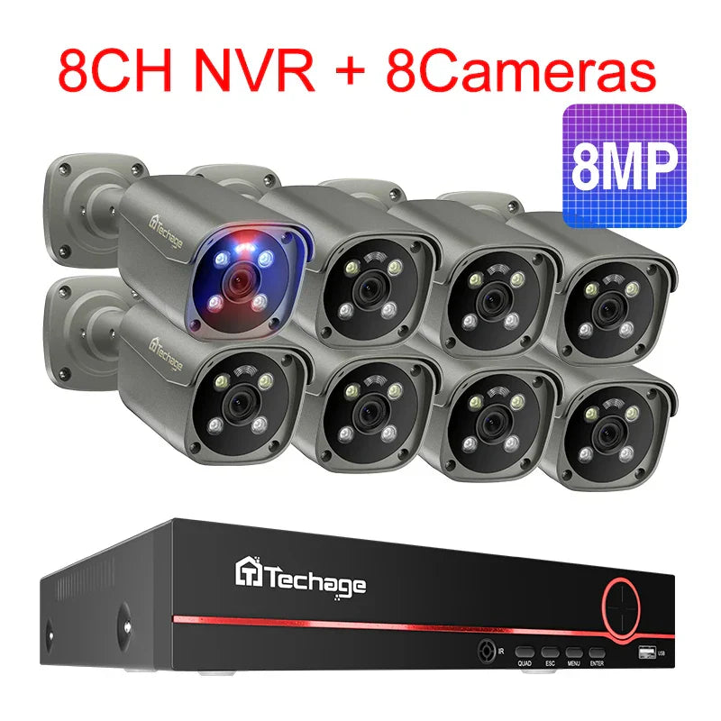 Techage 8CH 5MP 8MP Security Camera System 4K