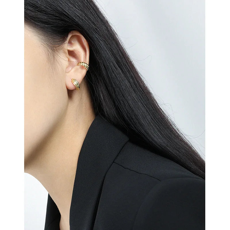 SHANICE S925 Sterling Silver Hoop Earrings For Women Wide Big Shell Shaped Round Circle Statement Earrings Vintage Jewelry Gift