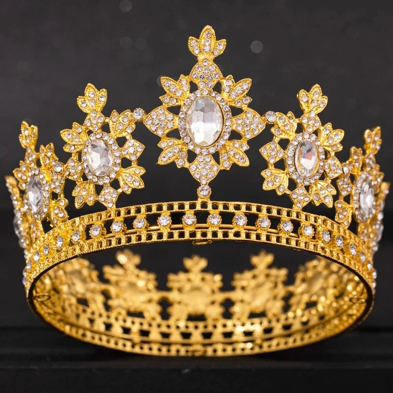 Crystal Rhinestone Round Crown Tiara Hair Jewelry Wedding