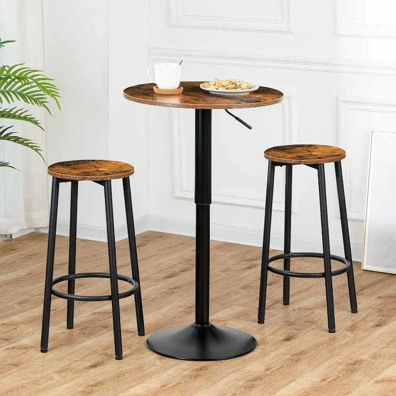 HOOBRO Bar Table, Height-Adjustable Round Pub 27-35.4 Inches,