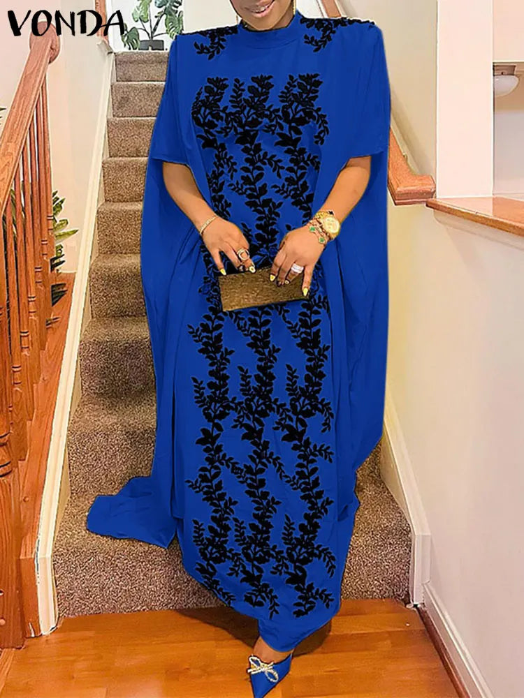 Plus Size VONDA Women Printed Maxi Dresses Summer