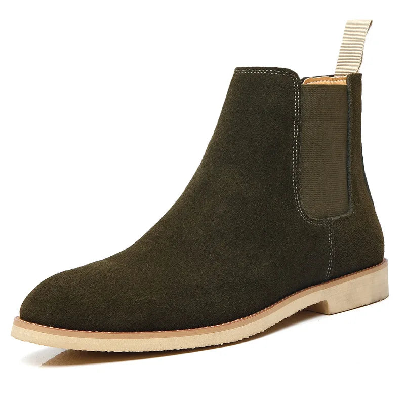 Men's Retro Suede Genuine Leather Chelsea Boots Men