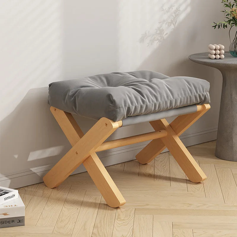 Household Foldable Solid Wood Low Stool Living Room
