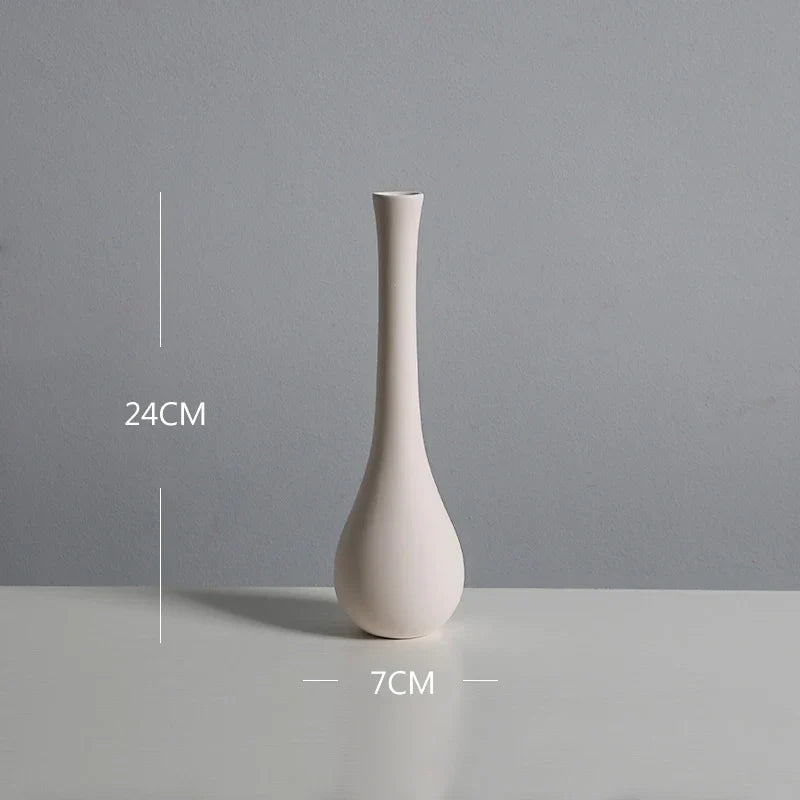 Nordic White Tabletop Vases Ceramic Flower Vase Living
