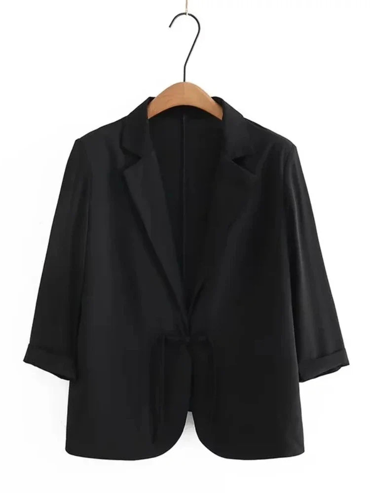 Loose Outwear for Women Notched Collar Chic Elegant