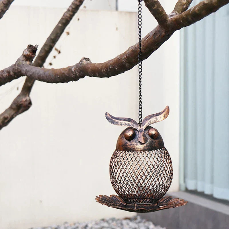 New Outdoor Hanging Wrought Iron Owl Bird Bird