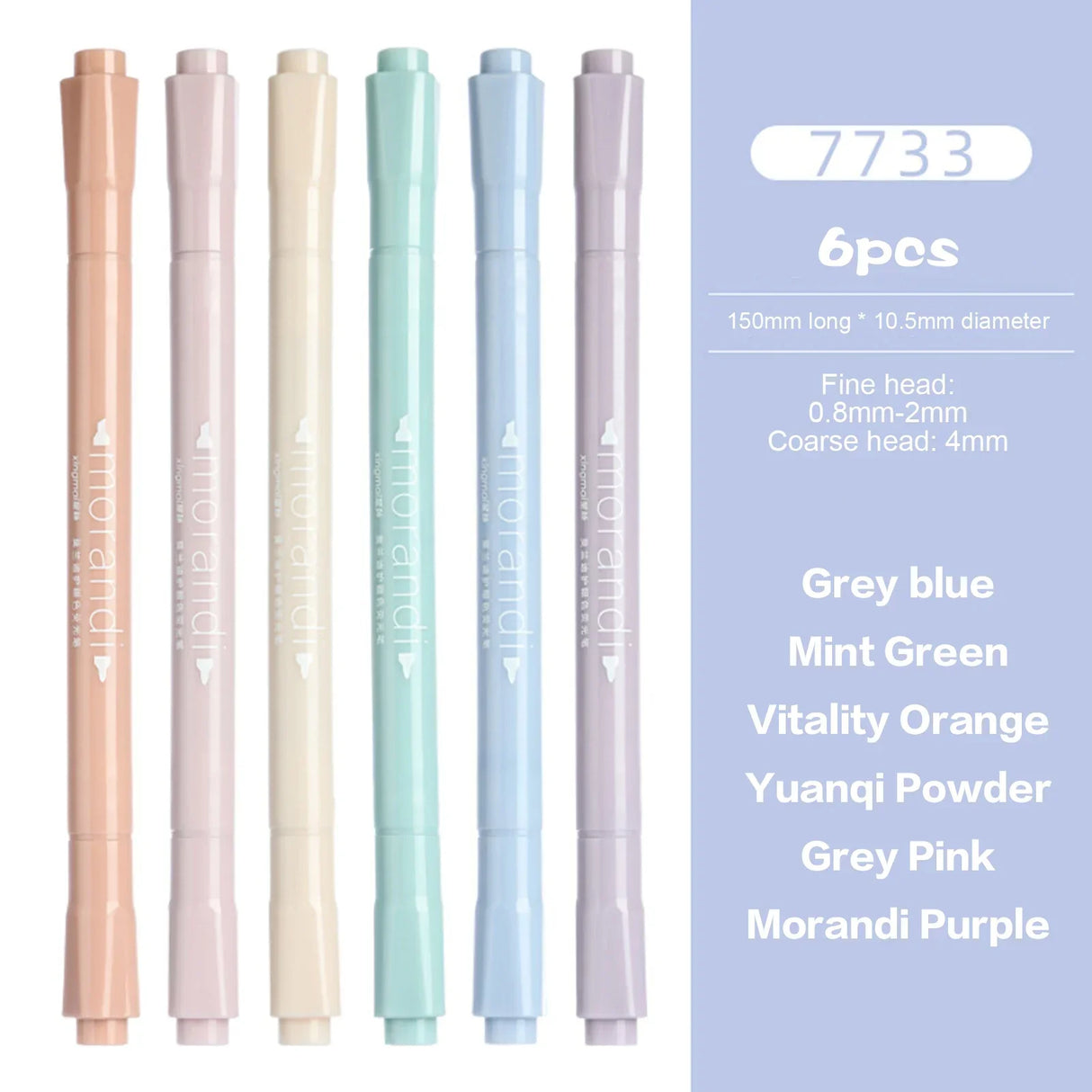 6 Colored Highlighters Drawing Pens Double-ended Highlighter for