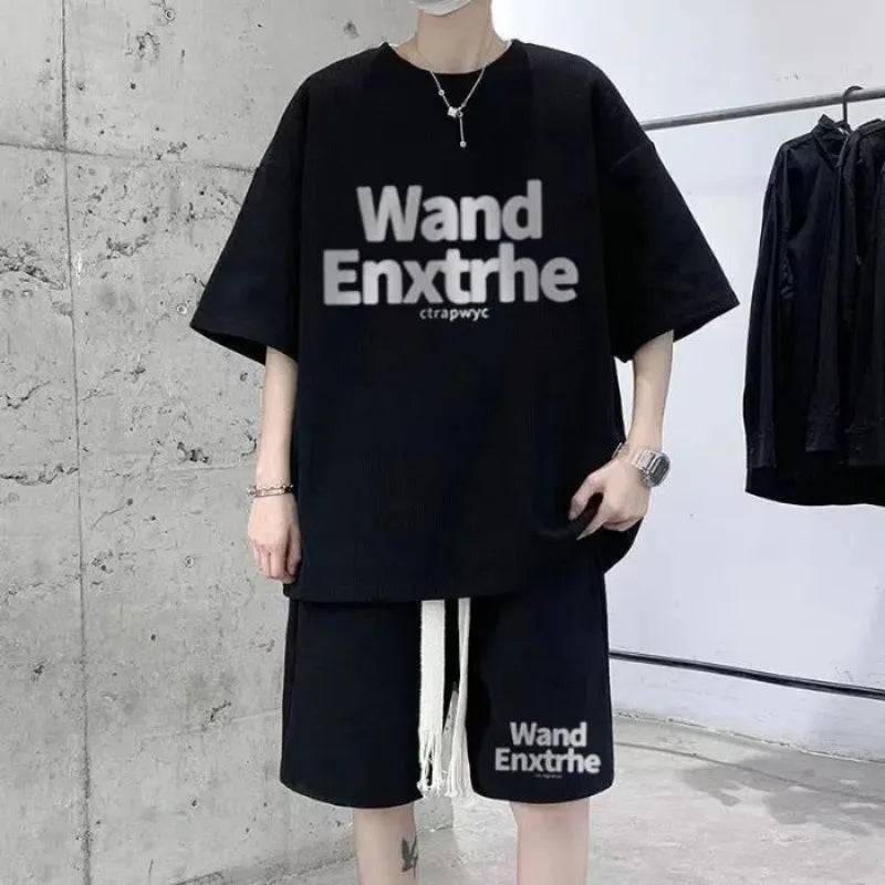 Waffle Suit Short Sleeve Shorts Men's Summer Spring