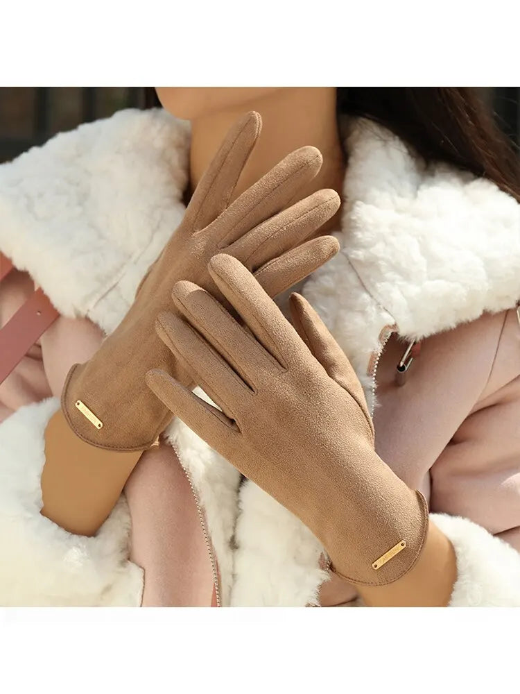New Winter Padded Warm Gloves Cute Solid Color