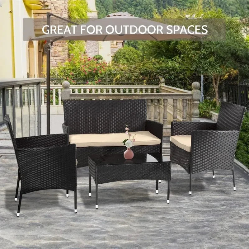 FDW Patio Furniture Set 4 Pieces Outdoor Rattan