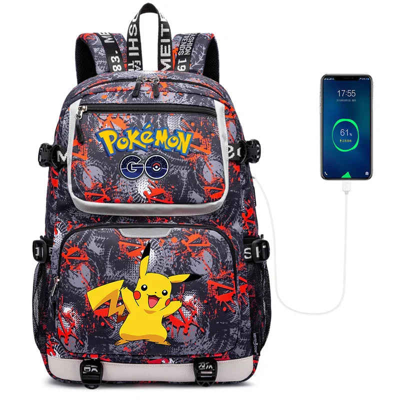 Pokemon Squirtle Cartoon School Bag USB Charging Large