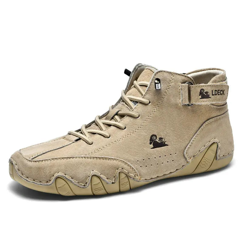 Leather Casual Sneakers for Men Motorcycle Shoes 2023