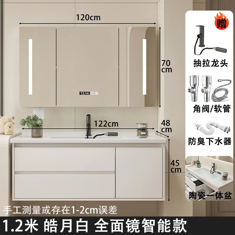 Ceramic Integrated Basin Bathroom Cabinet Modern Minimalist Sink